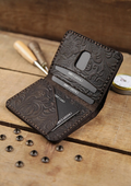 Handcrafted Western Floral Tooled Leather Card Wallet