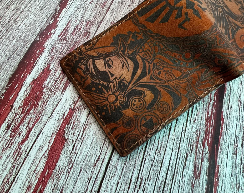 Handcrafted Fantasy Kingdom Engraved Leather Bi-Fold Wallet