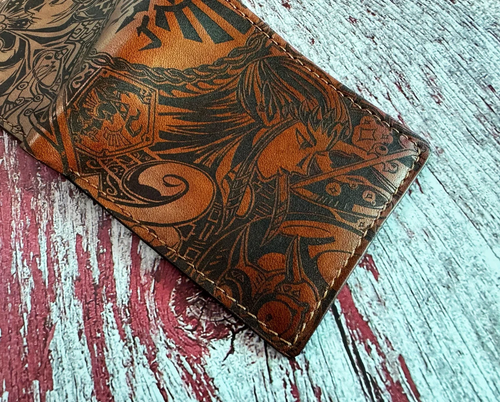 Handcrafted Fantasy Kingdom Engraved Leather Bi-Fold Wallet