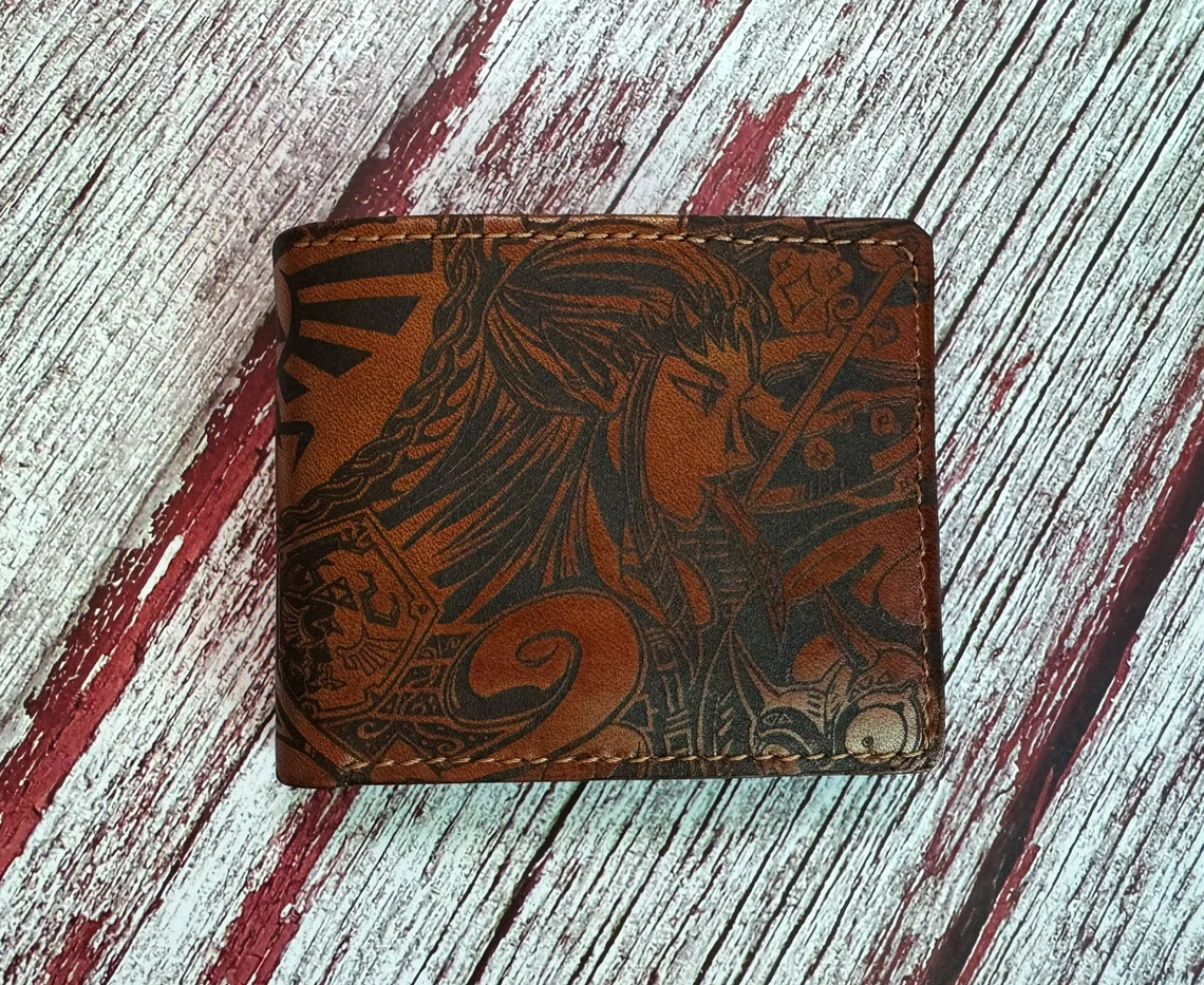 Handcrafted Fantasy Kingdom Engraved Leather Bi-Fold Wallet