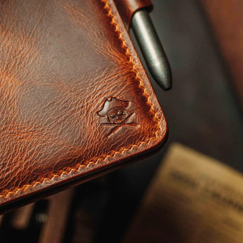 Handcrafted Distressed Leather Pocket Notebook Cover with Pen Loop