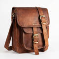 Handcrafted Vertical Leather Messenger Bag Crossbody Satchel